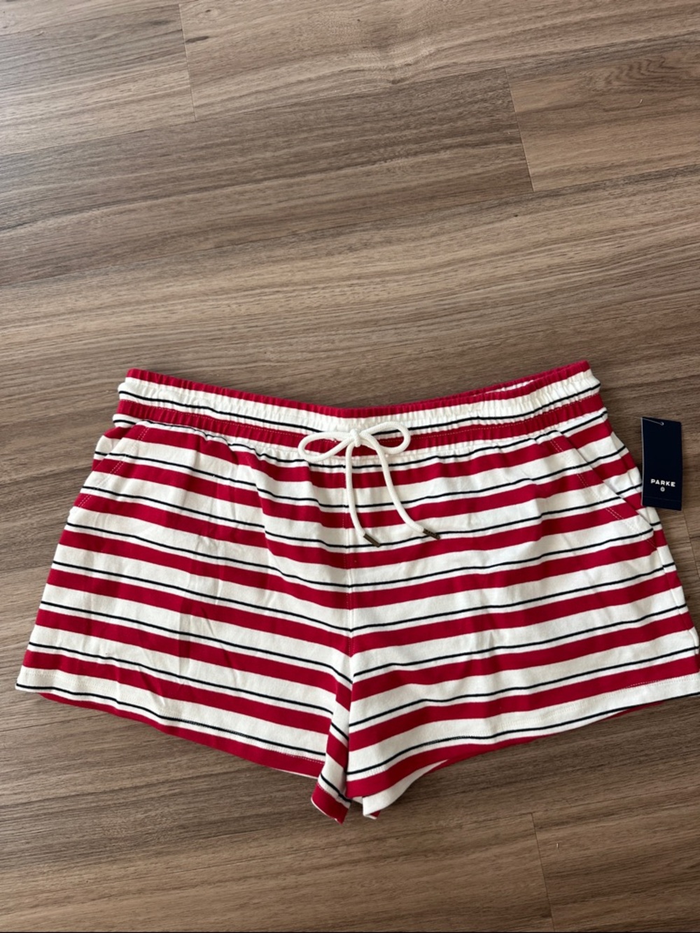 Parke x Target Red and White Striped Casual Drawstring Shorts